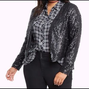 Torrid sequin drape front jacket NWOT